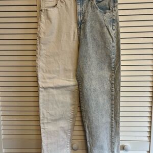RSQ Cropped Jeans Women's Size 28 Blue Two-Tone High Rise 5-Pocket Distressed
